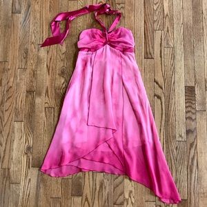 🔥New with tags! Gorgeous SILK Bebe women ombré pink midi asymmetric dress S